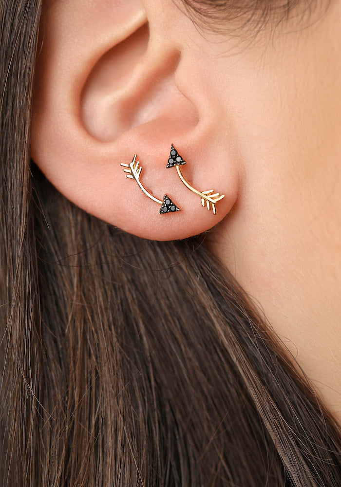 Black Bent Arrow Earring