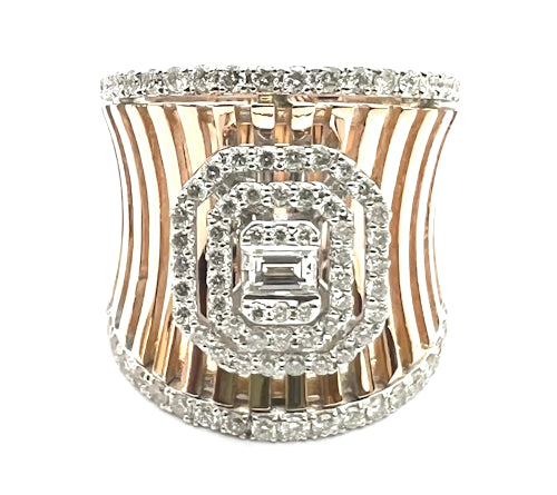 Pink and white gold diamond ring