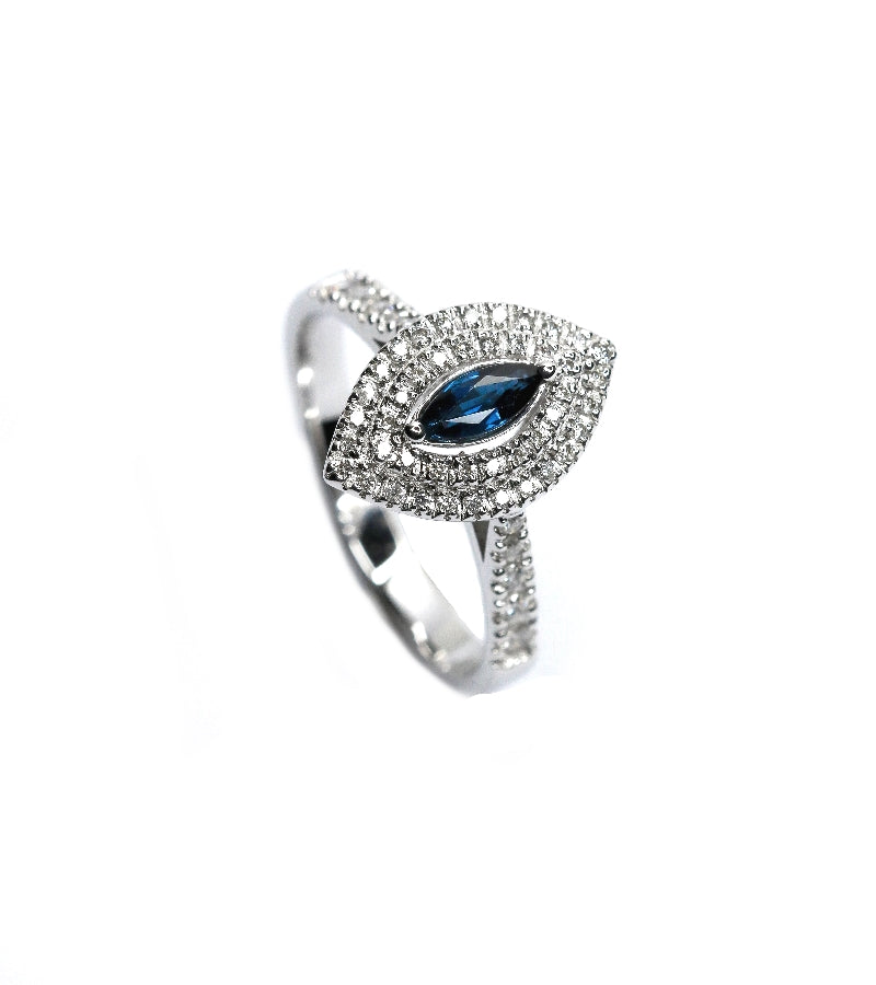 Blue Sapphire & Diamond Ring