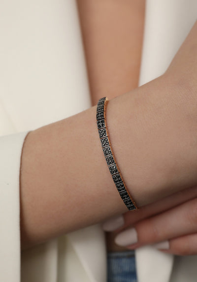 Half Tennis Black Bracelet