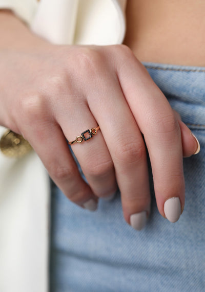 Black Infinity Square Ring